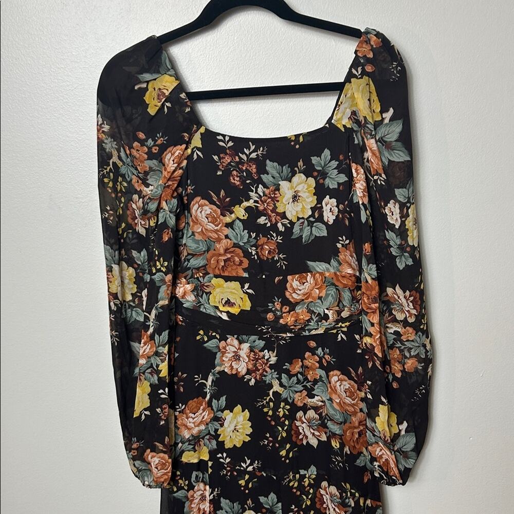 Veronica Beard Avani brown floral silk bias cut maxi dress with slit EUC - Picture 12 of 16